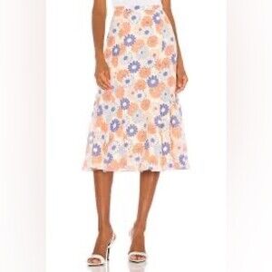 NWT KENZO Silk Smock Floral-print midi skirt. Size 34 ( size 4 US)